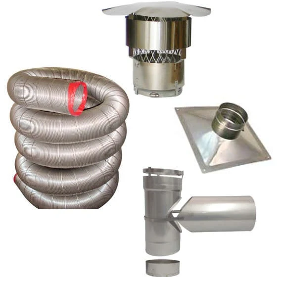 3 in. x 20 ft. 316Ti Stainless Steel Chimney Liner Kit with Tee Connector - Image 2
