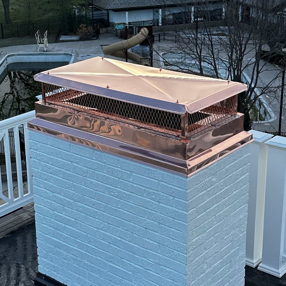 Copper Top Mount Chimney Cap | Multi-Flue with Basic Lid - Image 4